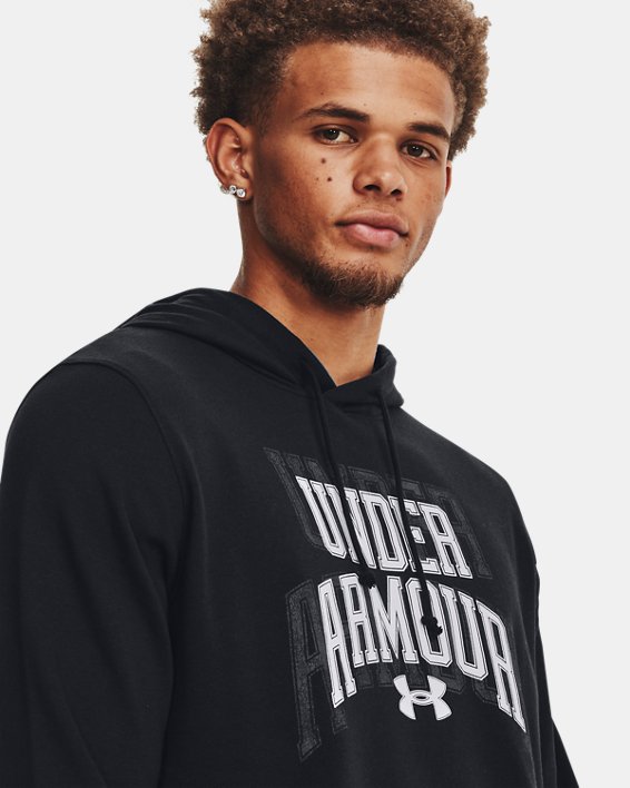 Men's UA Rival Terry Graphic Hoodie in Black image number 3